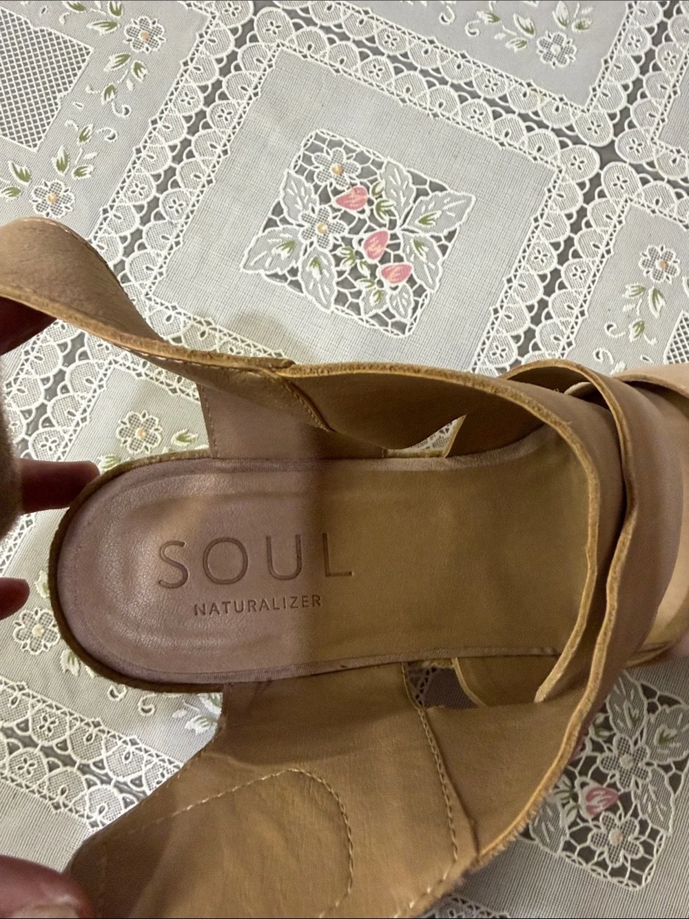 SOUL Naturalizer Blush Pink Crisscross Slingback Wedges